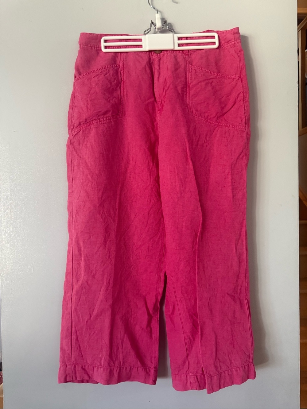 🇨🇦 TRIBAL Fuchsia Pink Linen Blend Cropped Wide Leg Pants - Size 10